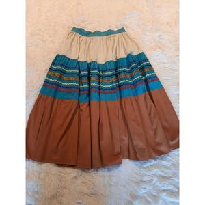 Vintage Cotton Tiered Skirt w Ric-Rac Trim 60s 70s